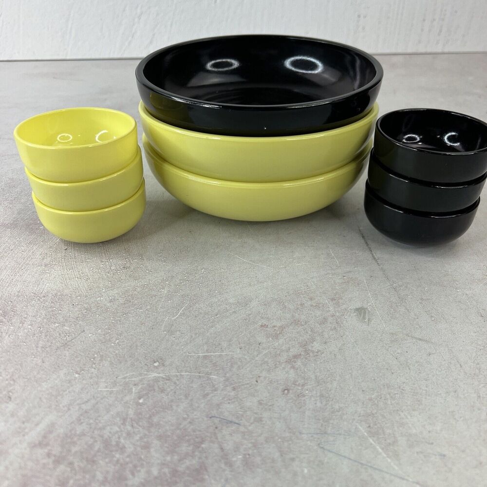 Asian MCM‎ Vintage Dishes Chinese 3 Pcs Round Bowls Soup Rice Noodle 6 Sauce